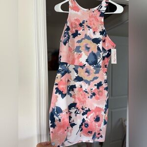 Pink Lily Pink and Navy Floral Bodycon Dress